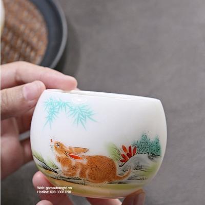 Bộ Chén 12 Con Giáp - Hàng Sứ Xương - Thủ Công Cao Cấp